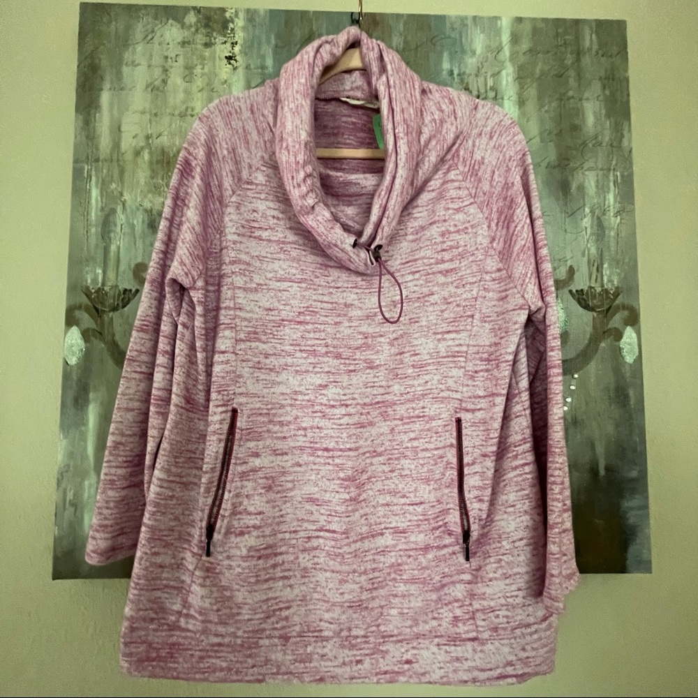 Soft Surroundings adjustable cowl neck sweater with pockets. Size PL